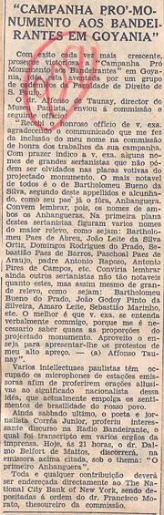 Recorte de jornal "A Gazeta", relata que o Dr. Affonso de Taunay, diretor do Museu Paulista, envi...