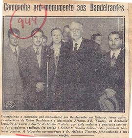 Recorte de jornal "A Gazeta", em que Affonso Taunay, da ABL e Diretor do Museu Paulista faz discu...