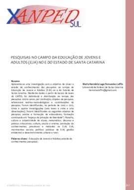Pesquisas no campo da educação de jovens e adultos (EJA) no e do estado de Santa Catarina.