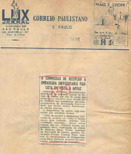 Recorte do jornal "Correio Paulistano" com um telegrama recebido de Goiânia sobre a comissão que ...