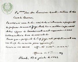 Carta do Sr. Affonso de E. Taunay aos Srs. Francisco Morato e Antônio Sylvio Cunha Bueno, referen...