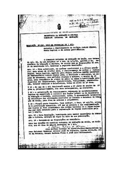 Resolução n. 996 de 20 de fev de 1973 : Autoriza o funcionamento do Colégio Carlos Chagas desta C...
