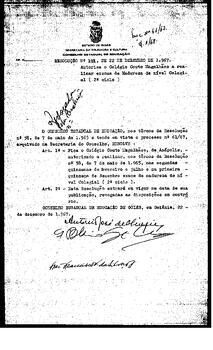 Resolução n. 191 de 22 de dez. de 1967 : Autoriza o Colégio Couto Magalhães a realizar exames de ...